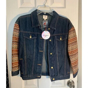 New With Tags Hayden Girls Jean Denim Jacket With Knit Arms Size 11/12